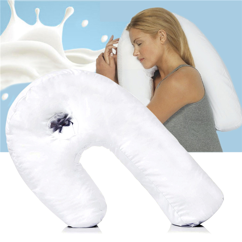 U Shaped Neck Back Sleep Pillow Side Sleeper Pillows Neck Back Care Hold Neck Spine Protection Cotton Pillow