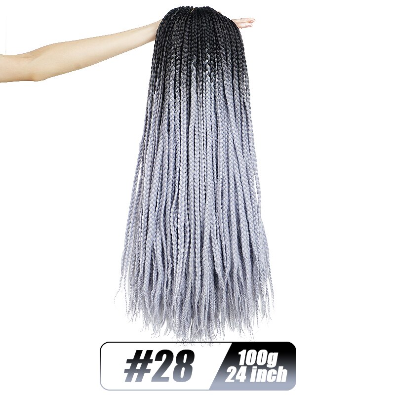 19 Color Crochet Hair Ombre Box Braids 24 Inch Zizi Braiding Hair Pre Stretched Kanekalon Synthetic Hair Extension For Braids: T1b/pink