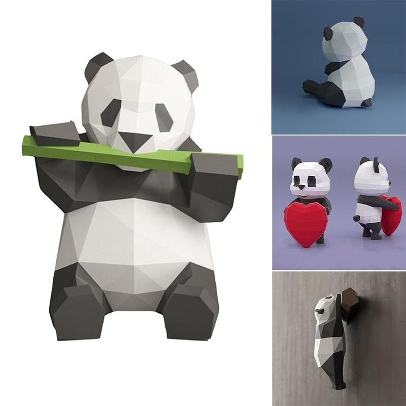 Panda papir 3d diy materiale manuelt fest legetøj dekorativ maskerade tidevand til børn børn rekvisitter dejligt show g  g2 s 4