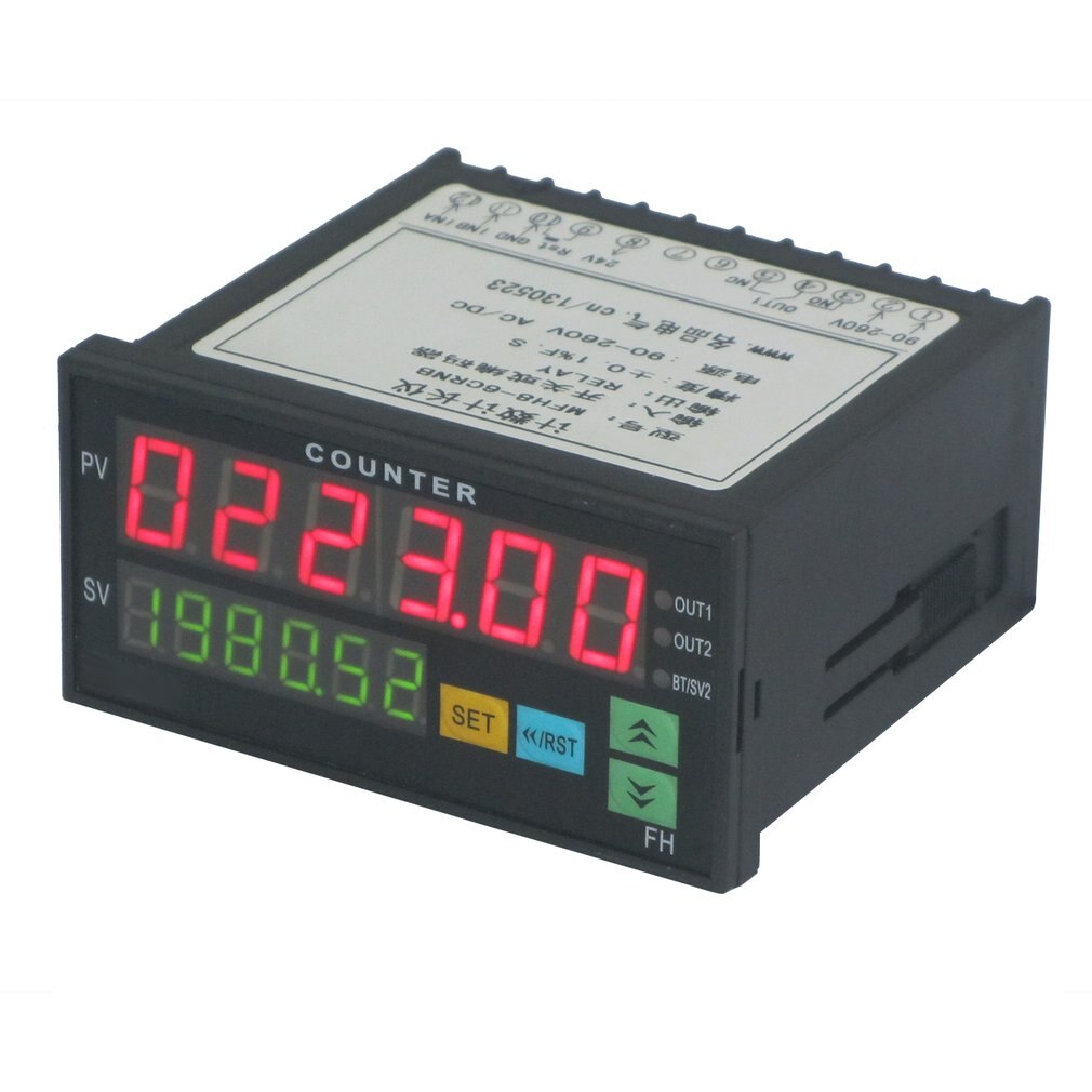 Multi-functional Digital Counter Length Meter Intelligent Dual 6 Digits LED Display AC/DC Preset Electronic Length Counter: Purple 