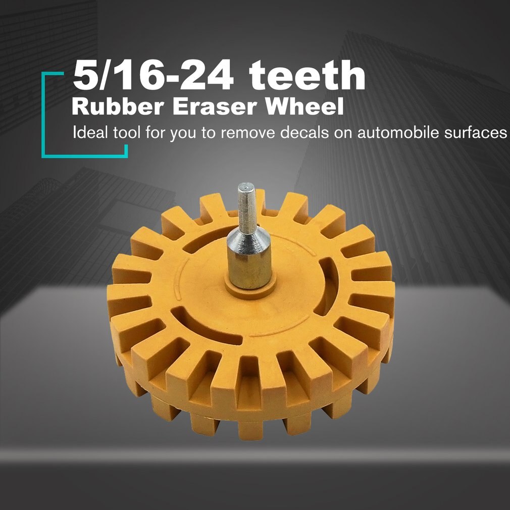 4 inch 100mm Rubber Eraser Wheel 5/16-24 Teeth Pinstripe Decal Decal Wheel Pad Rubber Disk Pneumatic Car Sticker Remover Tools
