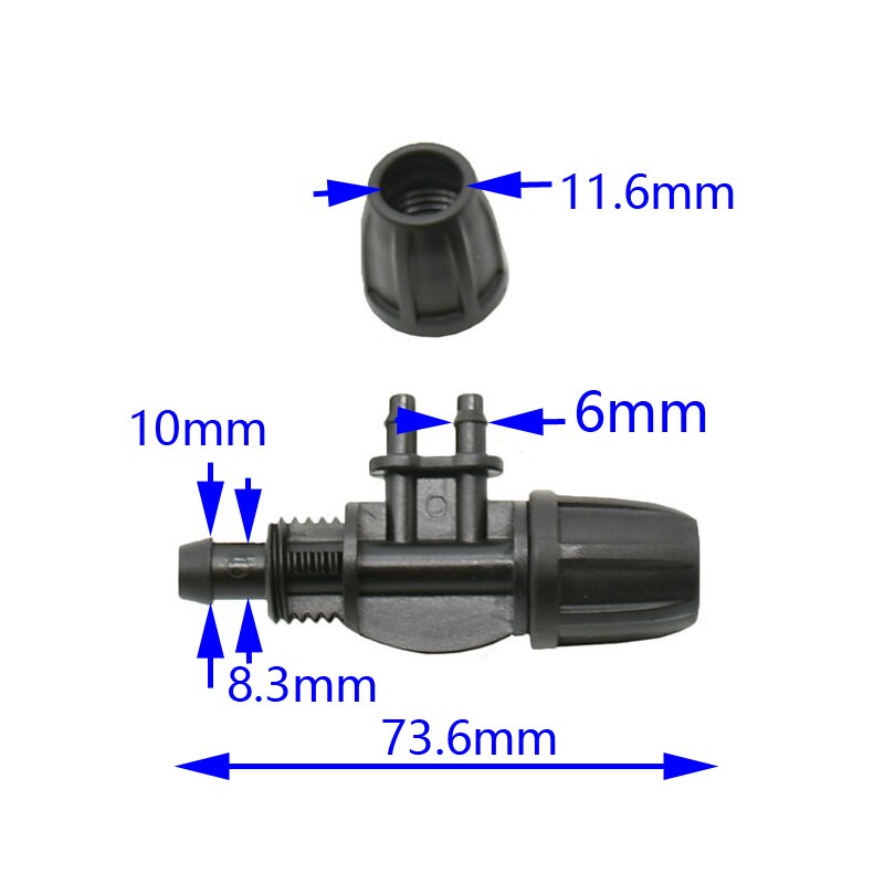 Manguera de riego camisetas 8/11 A LA 4/7 separador de agua púas 1/4 "conector 4 Forma de manguera de jardín manguera de manguera conector de 3/8" 2 uds