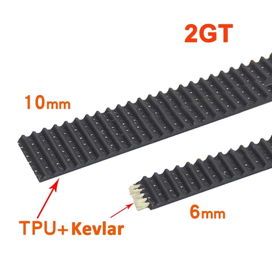 Courroie en caoutchouc synchrone noire de TPU de courroie de distribution ouverte de 1 mètre 2GT/MXL avec le Type de noyau de Kevlar largeur 6mm 10mm