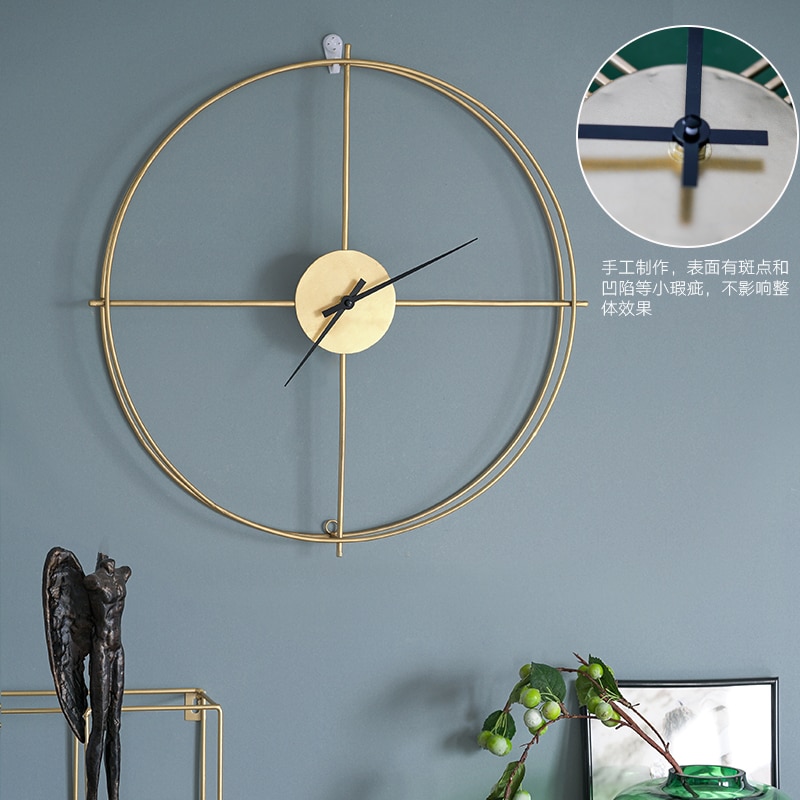 Amerikaanse Stijl Woonkamer Decoratie Wandklok Eenvoudige Moderne Rose Gold Home Decor Muur Horloge Art Versiering