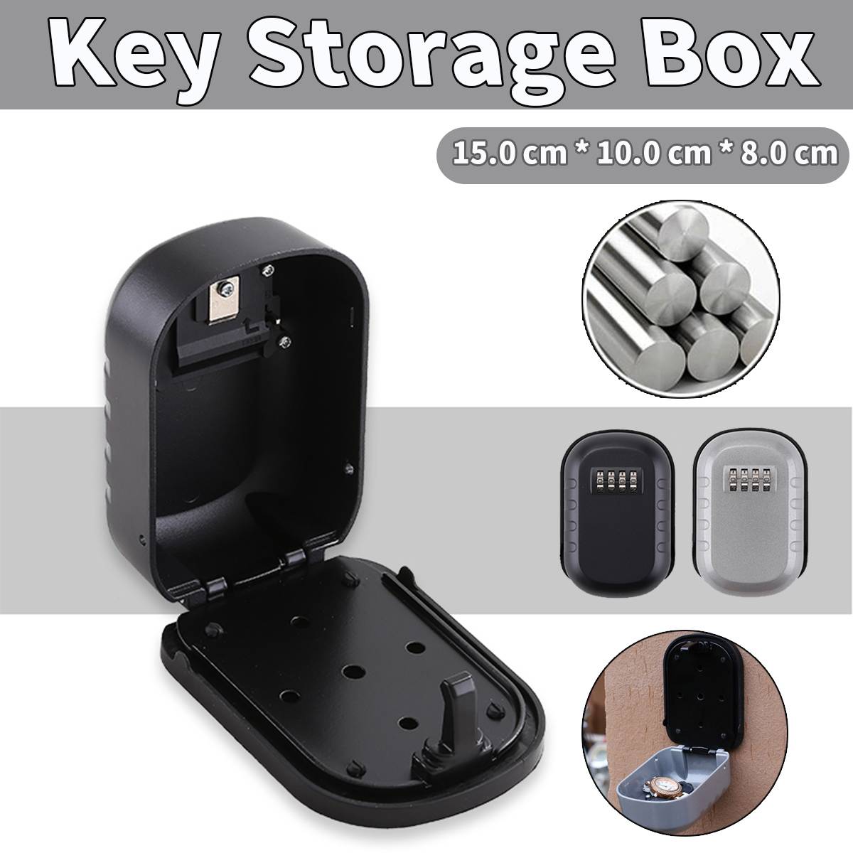 4 Digit Wall-mounted Curved Key Card Password Box Master key box Password lock Decorated Cipher Keys Storage Box Waterproof