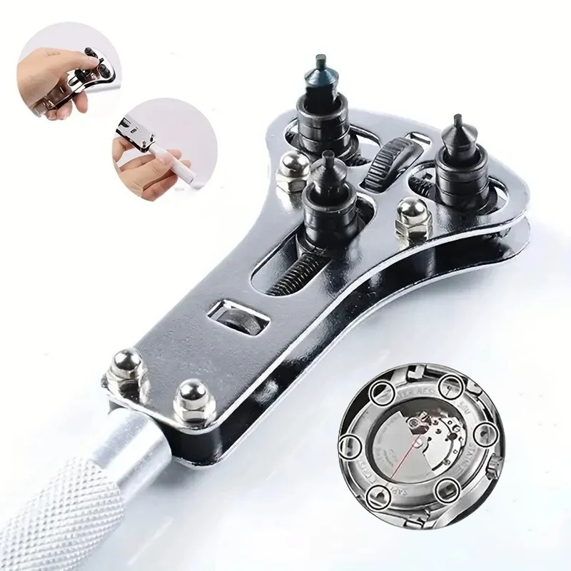 3 Claw Watch Case Opener Adjustable Screw Back Remover Wrench Replace Battery After Repairing Tool Bottom Cap