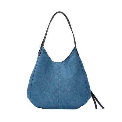 DIDA BEAR femmes toile sacs à main femme Hobos unique sacs à bandoulière Vintage solide multi-poches dames Totes Bolsas: Bleu