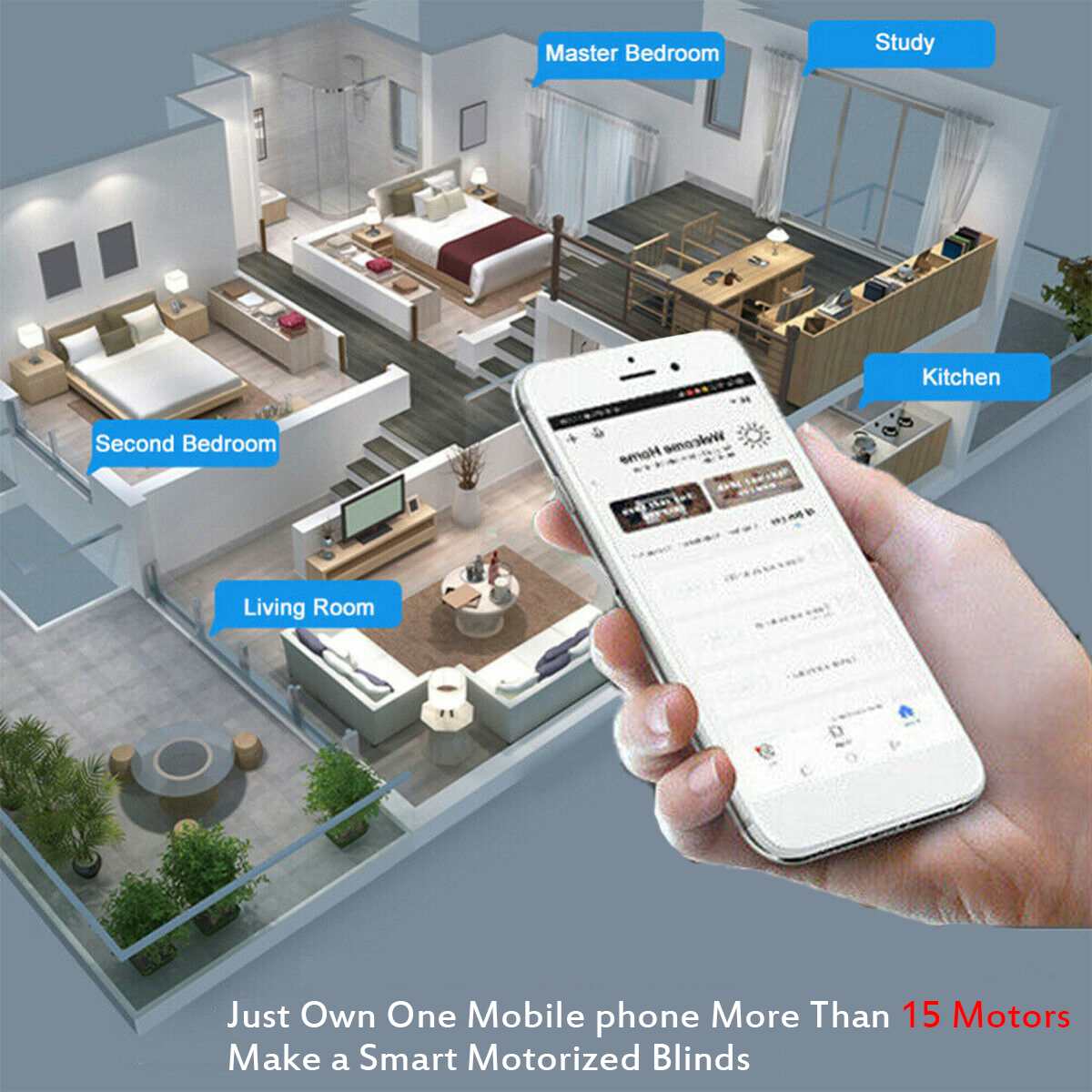 Smart DIY Motorized Chain Roller Blinds Shade Shutter Drive Motor Powered By Solar Panel and Charger bluetooth APP Control