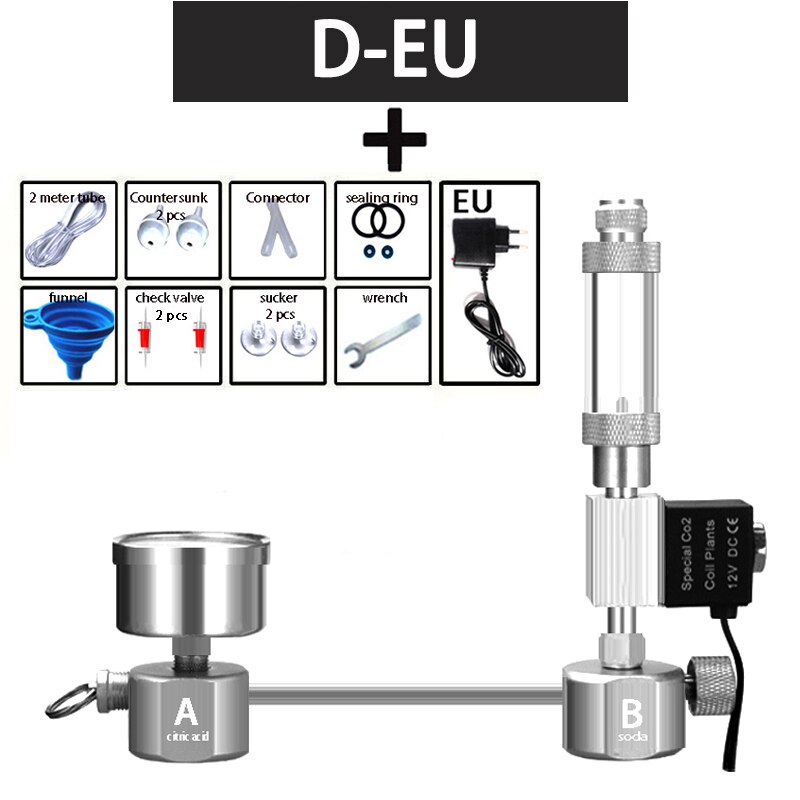 Zrdr Aquarium Diy CO2 Generator Systeem Kit CO2 Generator, Bubble Counter Diffuser Met Magneetventiel, voor/Aquatische Plantengroei: D-EU