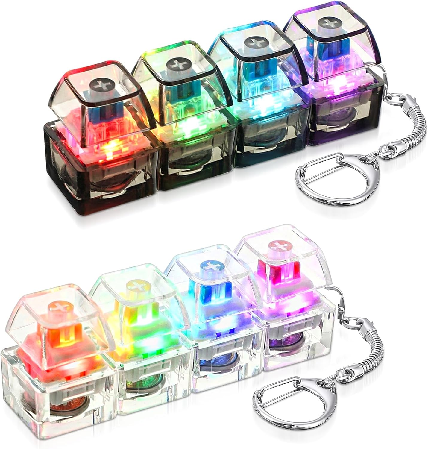 Bærbart led-tastaturnøglering med klikknap, stresslindrende, sødt skrivebordstilbehør til kontoret, angstlindring, sjov gadgetid