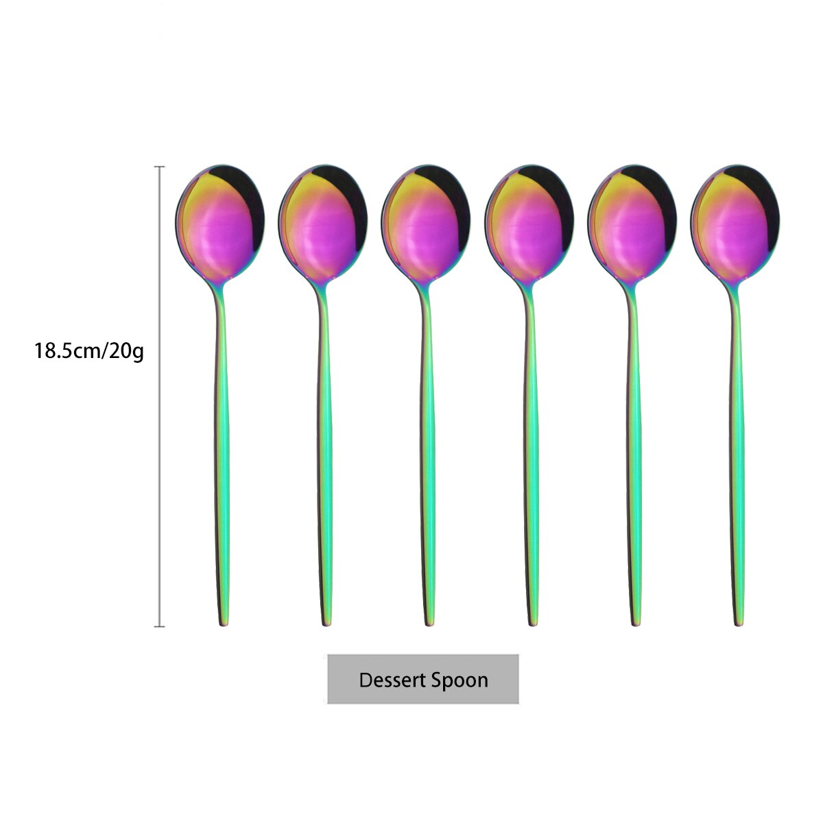 6Pcs/Set Stainless Steel Dinnerware Colorful Dessert Spoon Cutlery Set Dinner Spoon Coffee Spoons Tableware Kitchen Silverware