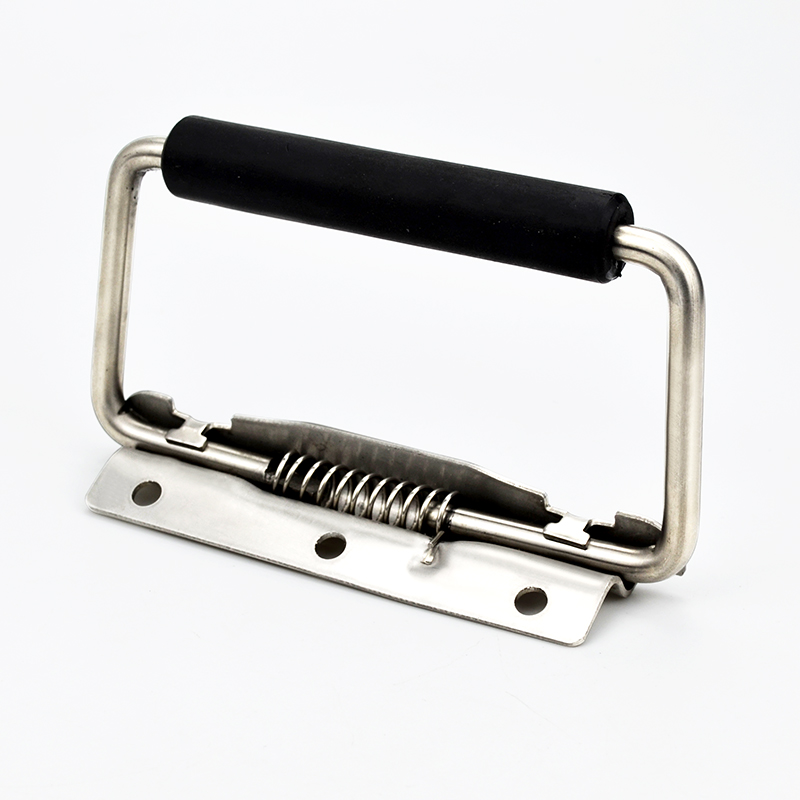 304 stainless steel movable handle with rubber sleeve with spring automatic return metal case folding industrial handle: 350mm / Silver Brush