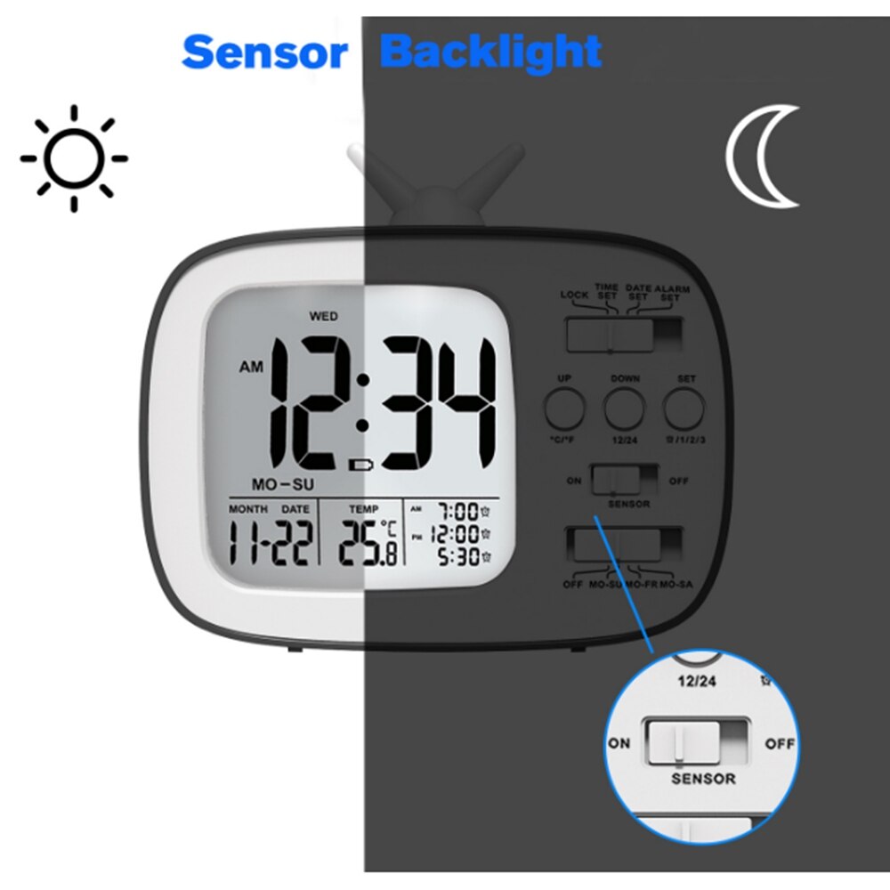Simple Electronic Clock Photosensitive Smart Clock Alarm Clock Retro Three Group Alarm Clock
