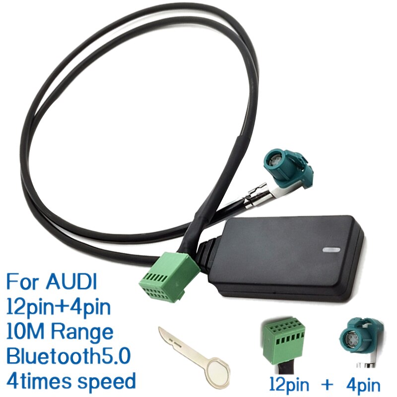 12 Pin 12V Auto Draadloze Aux Bluetooth 5.0 Adapter Handsfree Auto Bluetooth Car Kit O Kabel Voor A3 a4 B8 B6 A6 C6 B7 C6