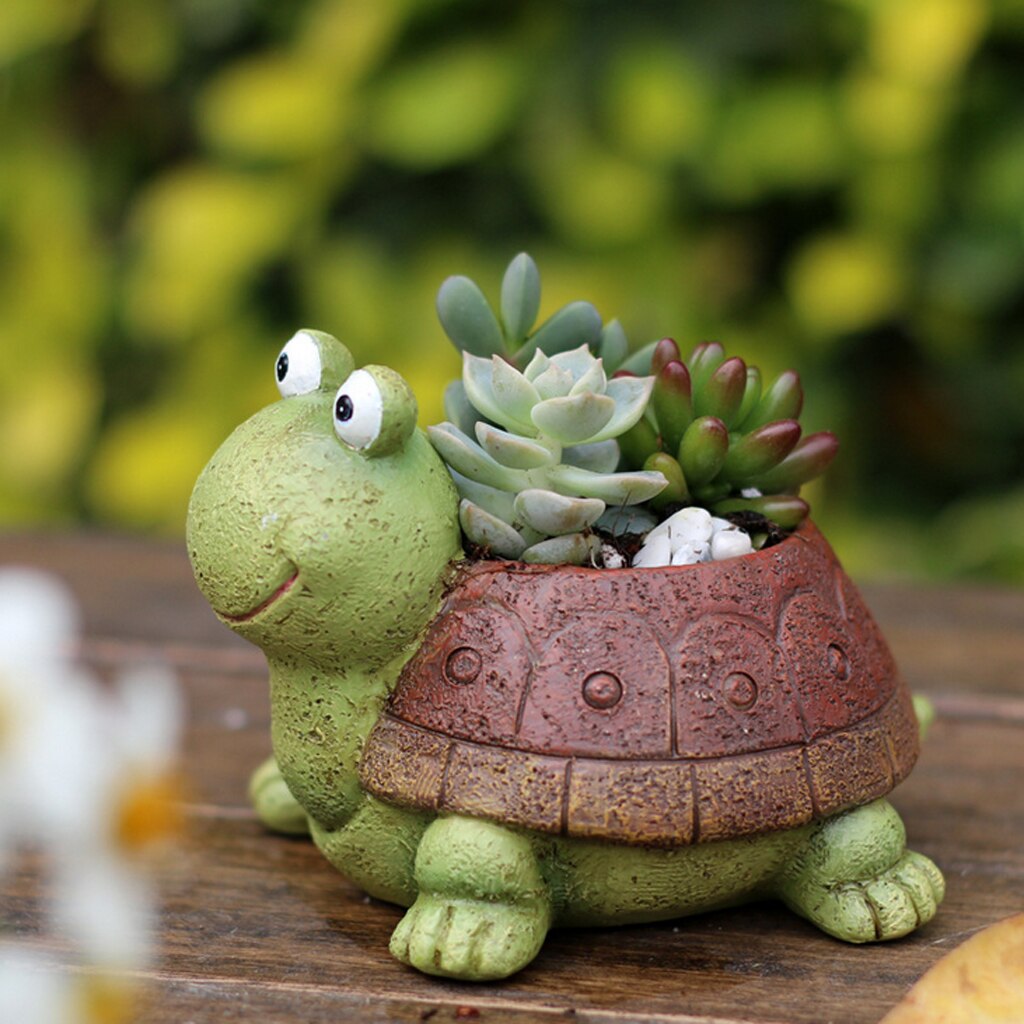 Maceta de resina con de tortuga para jardín, maceta para flores, cactus