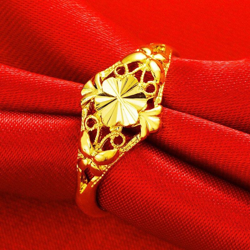 Bagues simples ondulées pour femmes, couleur or 24K, en cuivre pur, bague hypoallergénique, bijoux de mariage, de dames, nouveautés: NT1001Y-15