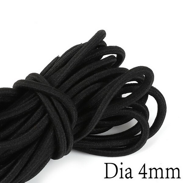 1mm/1.5mm/2mm/2.5mm/3mm/4mm/5mm hoogwaardige 2 meters Ronde Elastische Band Elastisch Touw Zwart Rubberen Band DIY Naaien Accessoires: 4mm Black