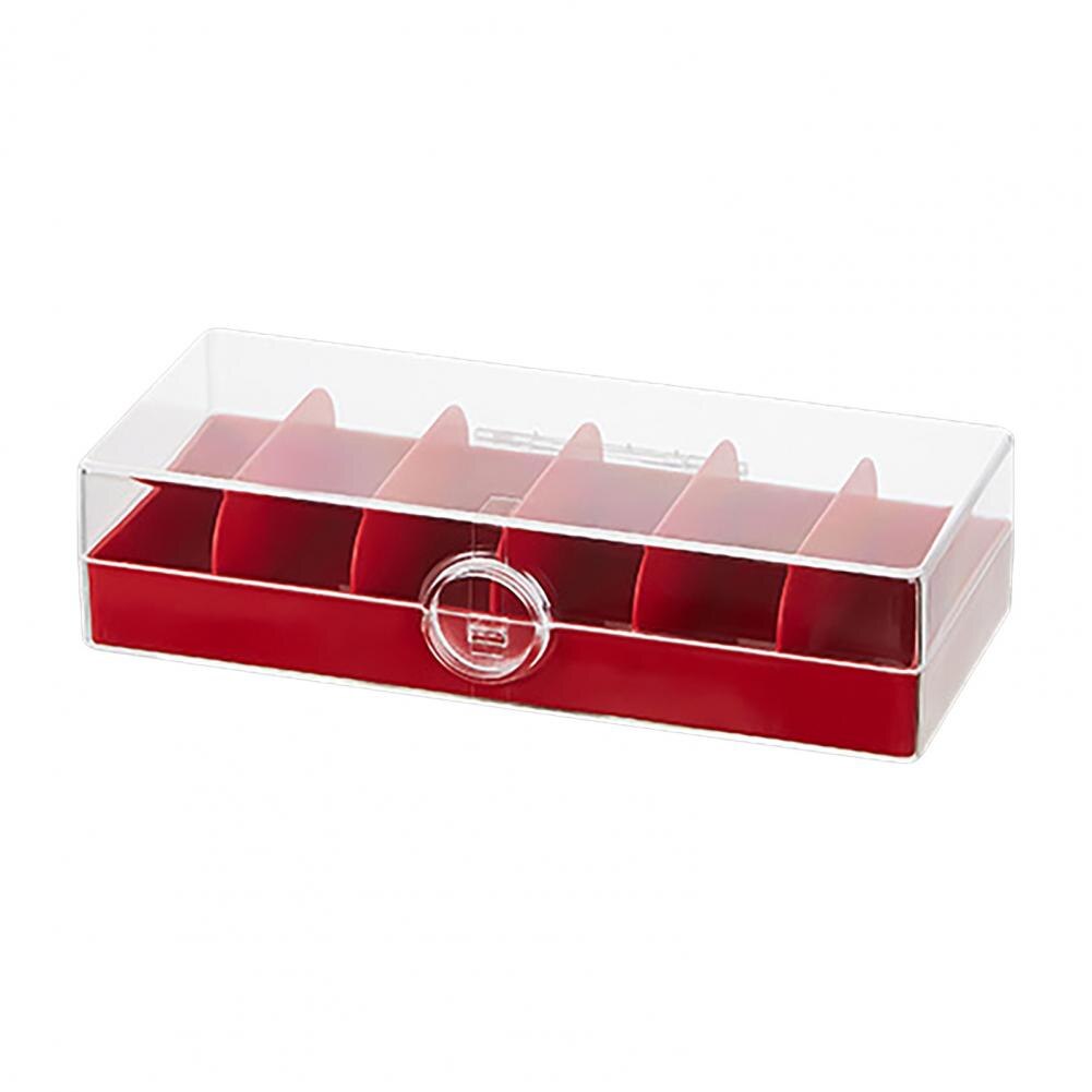 Lightweight Unique Clear Useful Cable Storage Box Storage Cable Container 6 Compartments for Jewelry:  Red