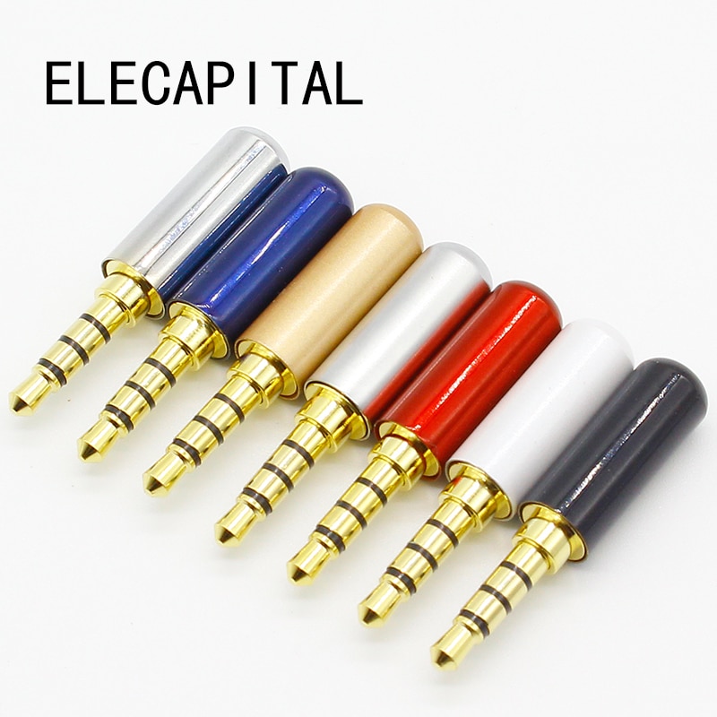 7 stk kobber forgyldt 1/8 " 3.5mm hanstik mini jack stik lodning 4 polet stik reparation hovedtelefon kabel lodde