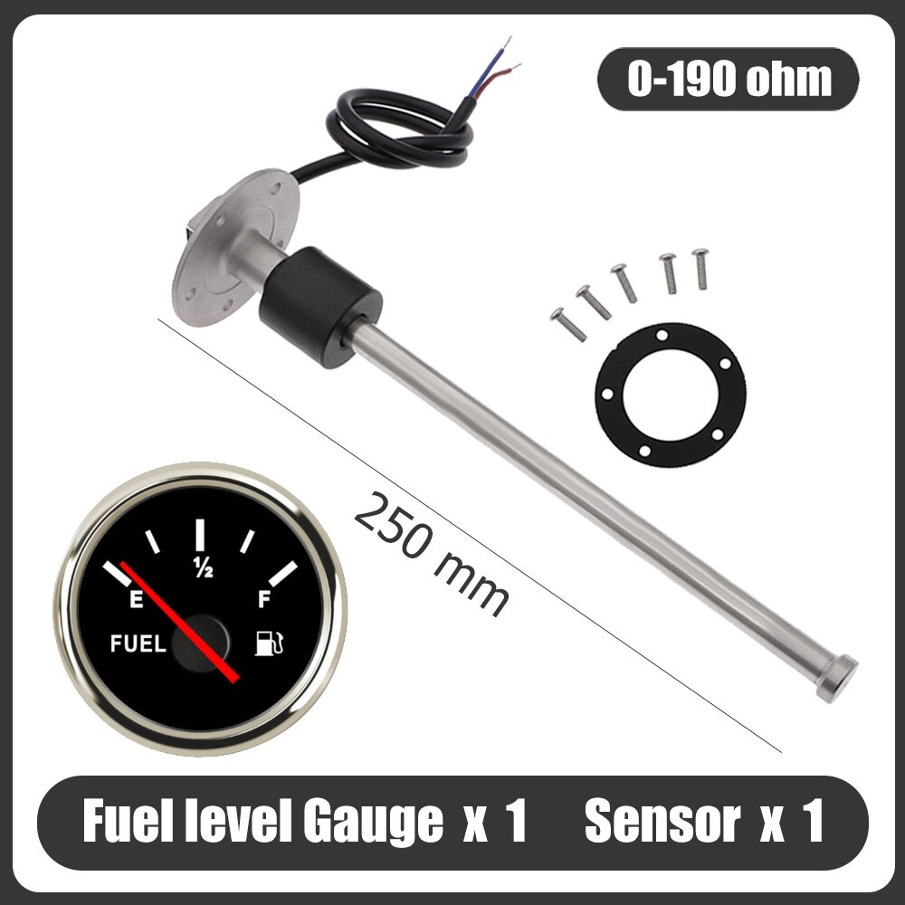52MM Fuel Level Gauge 0-190 Ohm Oil Tank Level Indicator Meter With Fuel Level Sensor 150MM 200MM 250MM 300MM 350MM: BS 250MM