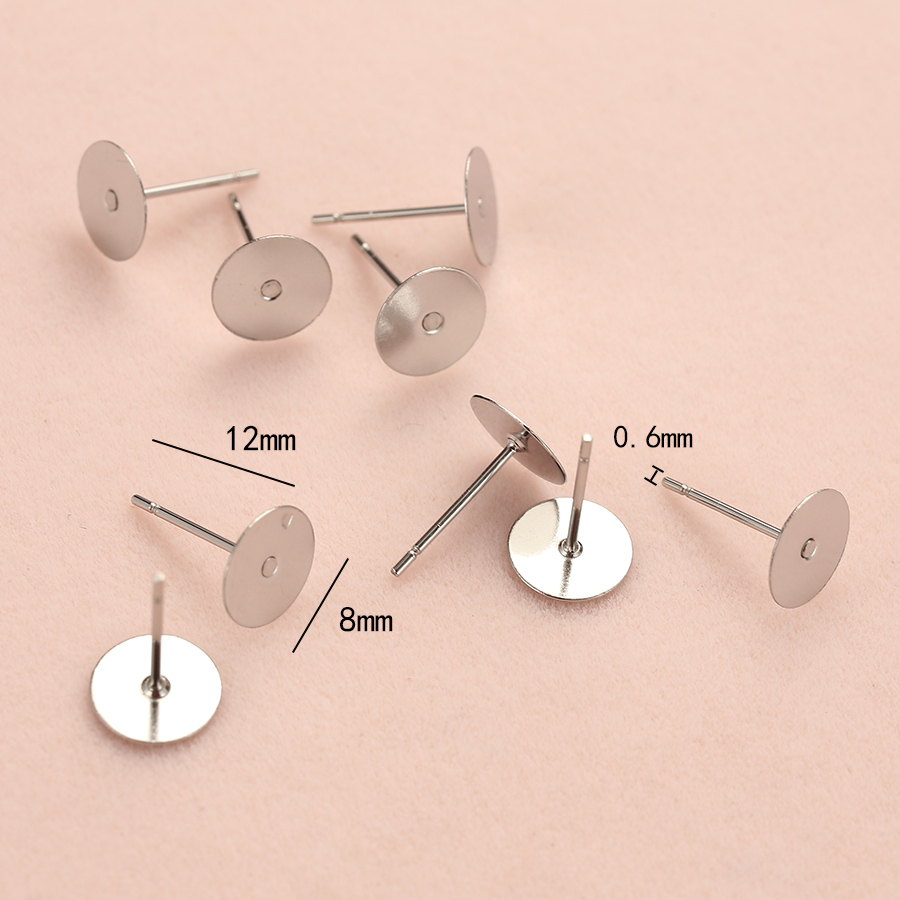 200 stks/partij Hypoallergeen Rvs Oorbellen Studs Blank Base Post Oorspelden Bevindingen Oor Terug Voor Diy Sieraden Maken Onderdelen: Blauw