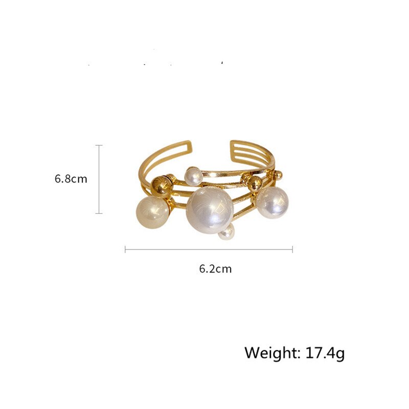 Fyuan Grote Parel Manchet Armband Voor Vrouwen Geometrische Gouden Bal Armbanden &amp; Bangles Bruiloften Party Sieraden