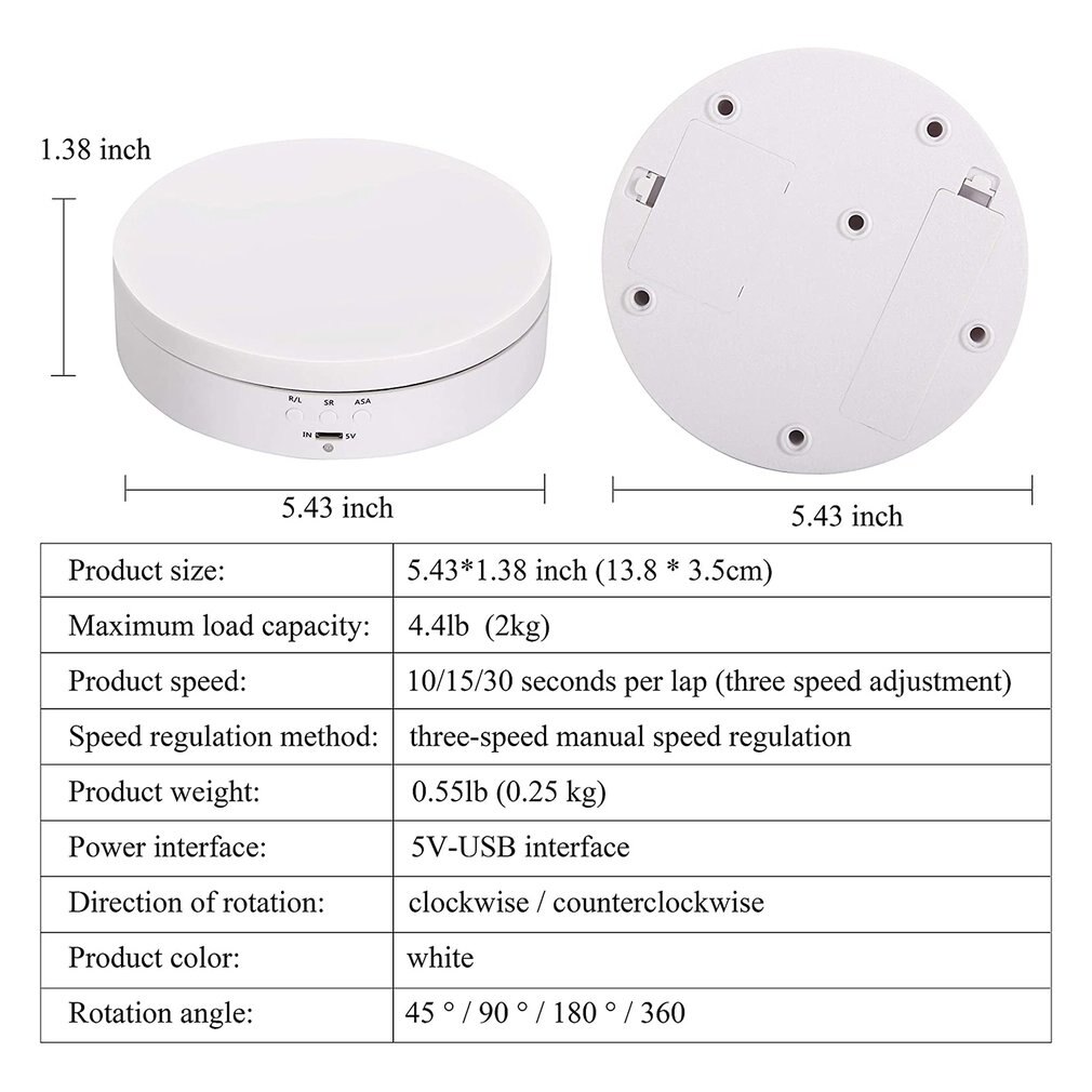 Plateau tournant électrique Intelligent à vitesse réglable, présentoir rotatif à 360 degrés pour affichage de bijoux et montres