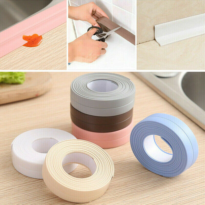 1Roll Sealing Strip Self Adhesive Bath Wall Sealing Strips Kitchen Bathroom Sink Basin Edge Trim strip 3.2m Length