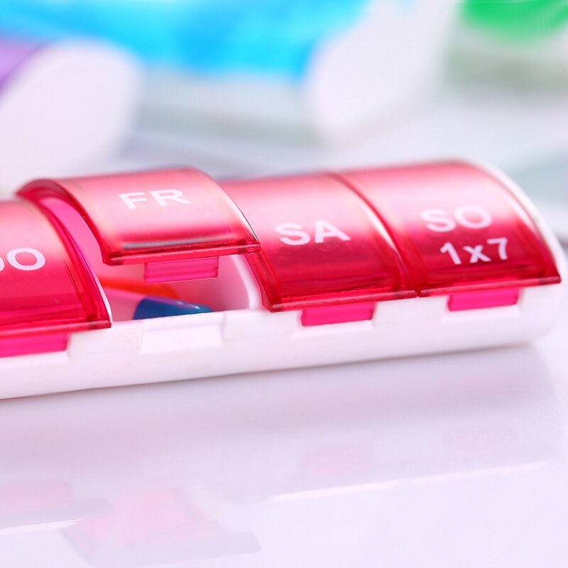 Bærbar 7 dage ugentlig pille arrangør tablet pille opbevaring boks plast medicin boks splittere sundhedspleje værktøj
