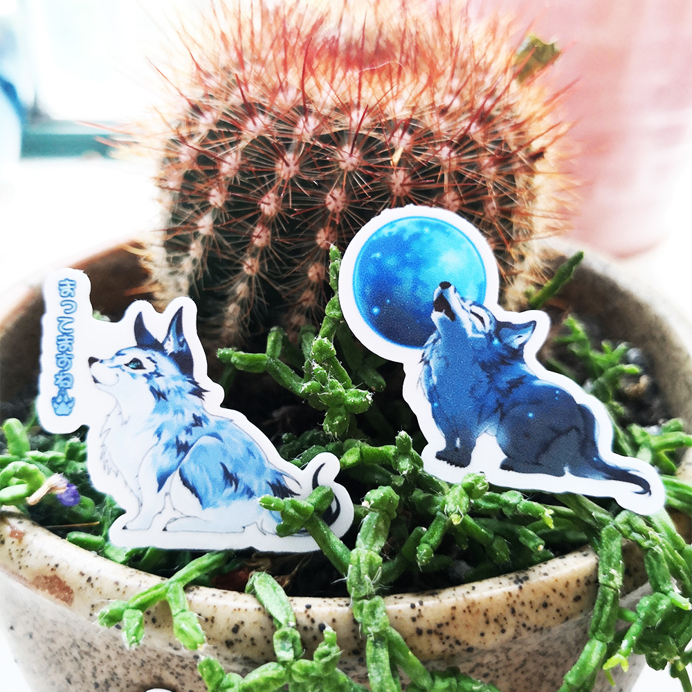 20/40pcs Cute Wolf Baby Cartoon Waterproof Sticker Notebook Skateboard Decoration PVC Stationery Stickers