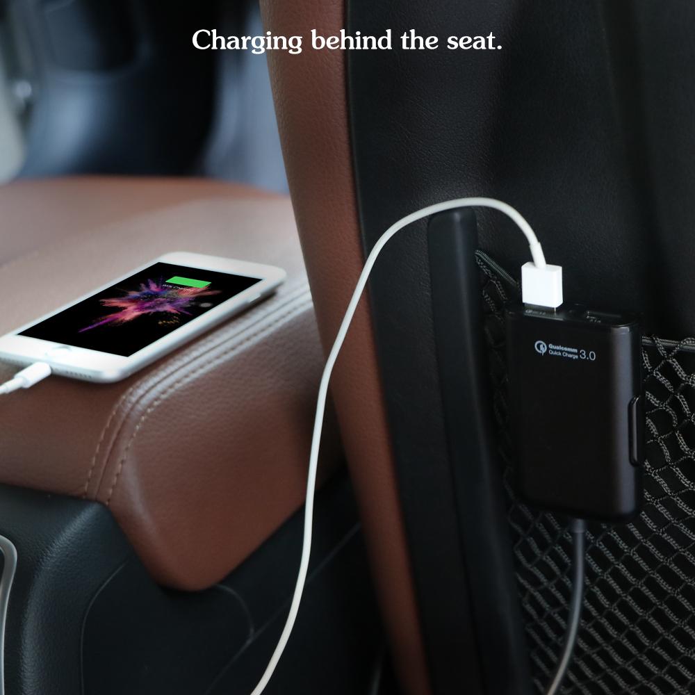 Vaorlo 36W Quick Charge 3.0 Usb Auto Charger Verlengsnoer Kabel Auto Usb Lader Personenauto Achter Charger