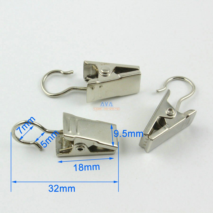 50 Stuks 32x9.5mm Zilveren Haak Clips voor Gordijn Gordijn