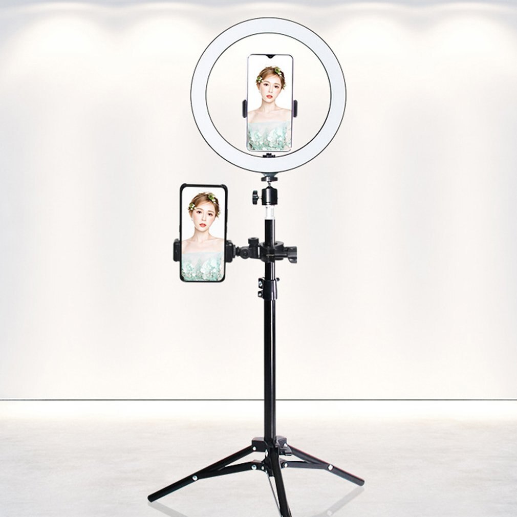 10 Polegada anel liso luz selfie beleza fotografia telefone móvel luz ao vivo três temperatura de cor led luz preenchimento: tube holder remote