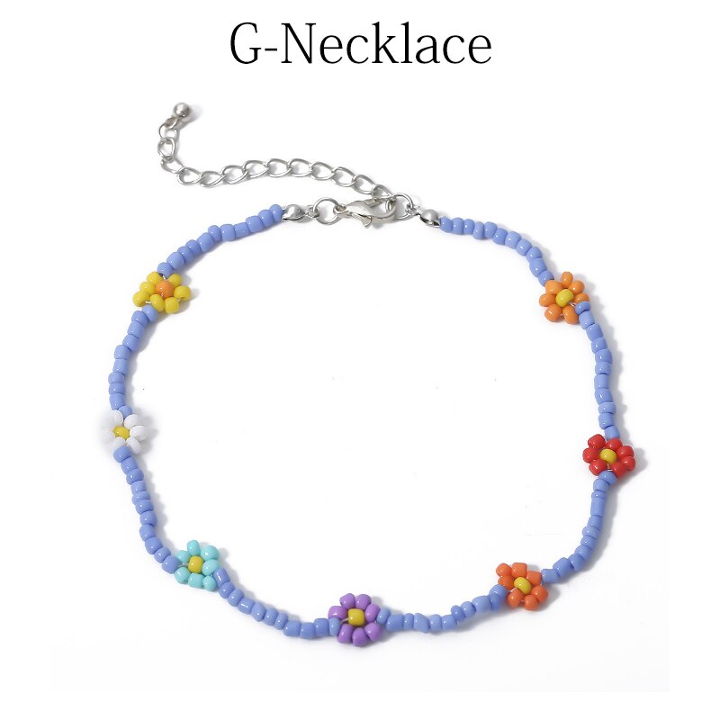 Neue modisch Manuelle Wulstige Halsreif Bunte transparent Gänseblümchen Blumen Acryl Halsketten für Frauen Sommer Schmuck: G