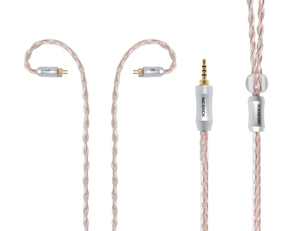 NICEHCK 8 Core Copper Silver Mixed Cable MMCX/2Pin 3.5/2.5/4.4mm Balanced For C12 C16 ZS10 ZSX V90 TFZ NICEHCK NX7 Pro/DB3/F3/M6: 2.5mm With 2Pin