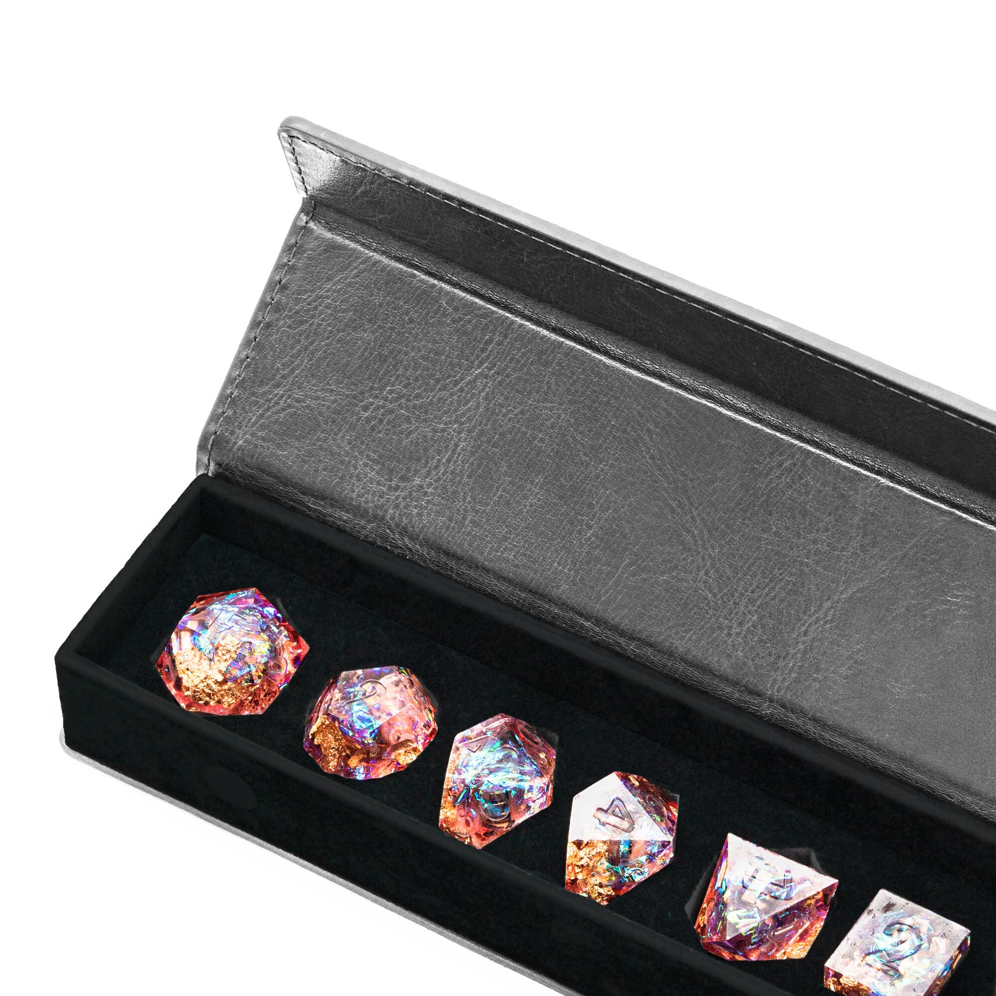 Cusdie capa de dado de couro para 7 peças, para não-idioma, caixa de armazenamento, para 16mm, suporte de dados, para jogos de tabuleiro