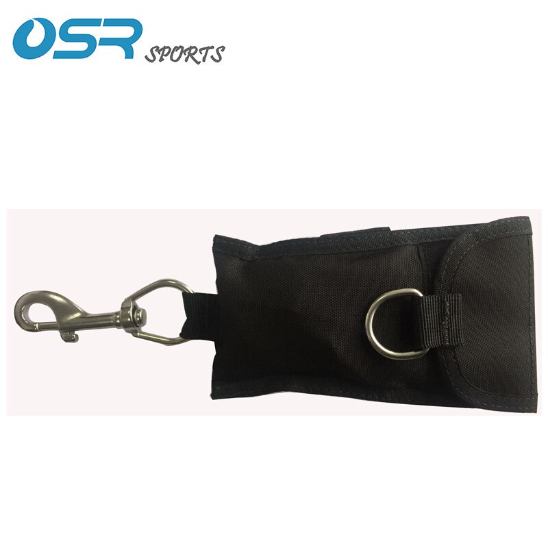 Scuba diving Trim single reef hook 316 Stainless Steel with outer pocket diving accessory: Black
