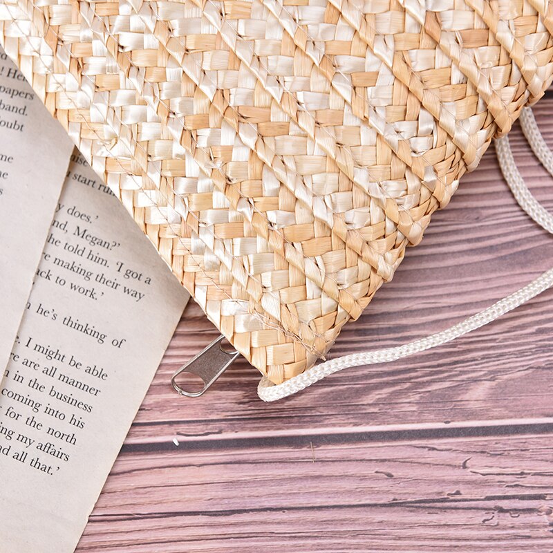 Sac à bandoulière en rotin pour femmes, 1 pièce, petit sac d'été en herbe, mignon, peut être ajusté avec un sac à main Mobile en herbe pour femmes