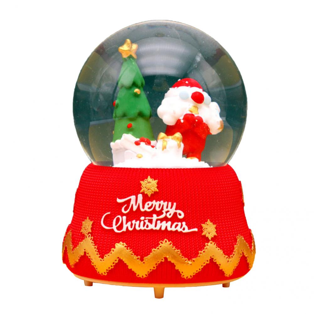 Desktop Decor Nette 3D Cartoon Weihnachten Musik Box Ornament Schöne Glas Schneekugel mit Bunte Beleuchtung Mädchen