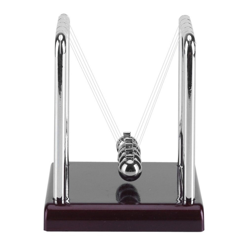 Newtons Cradle Balance Balls With Mirror Black Wooden Base Fun Gadget Pendulum For Office And Home Decoration-Mirror Ball