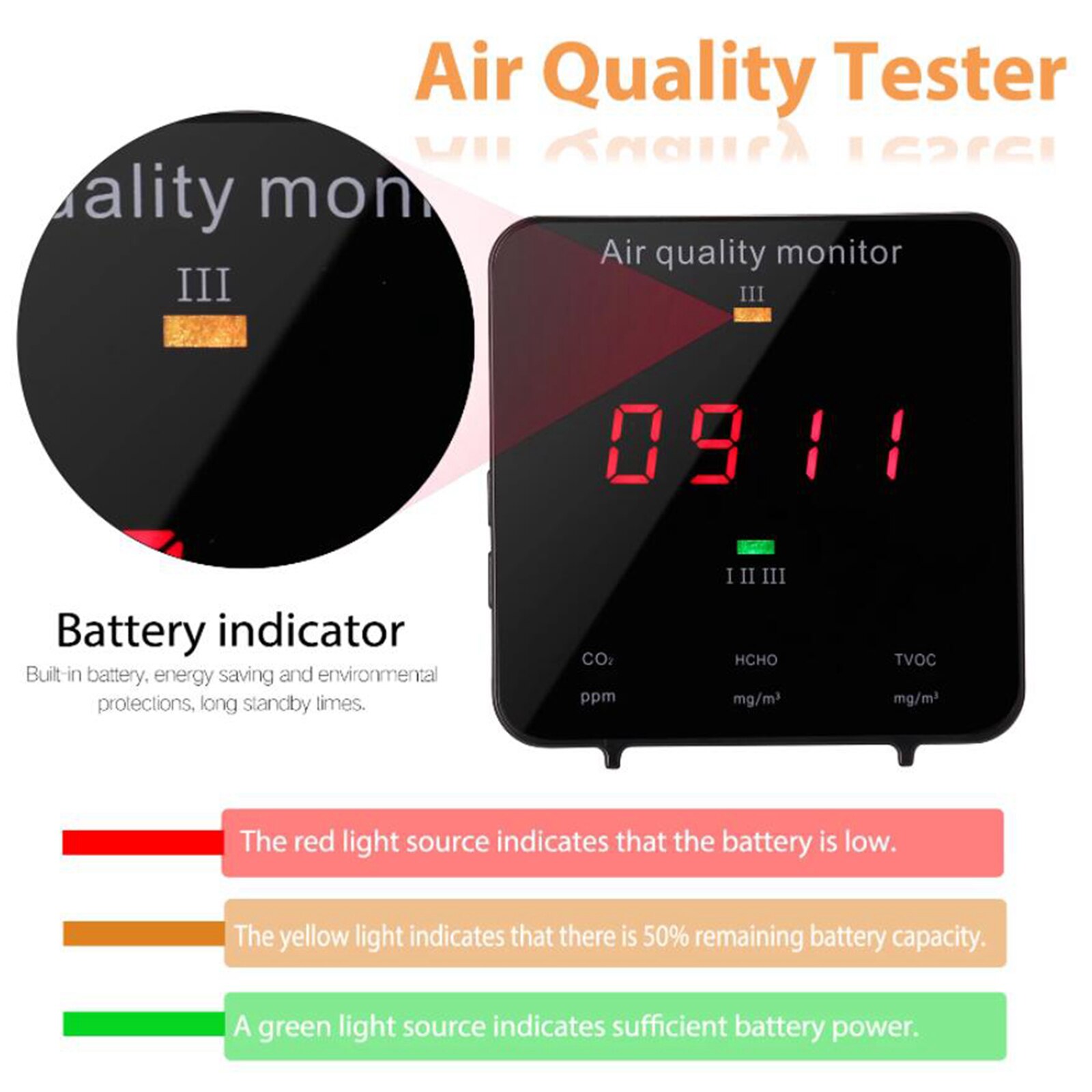 4in1 Smart Air Monitor HCHO TVOC AQI CO2 Air Pollution Monitor Accurate Test