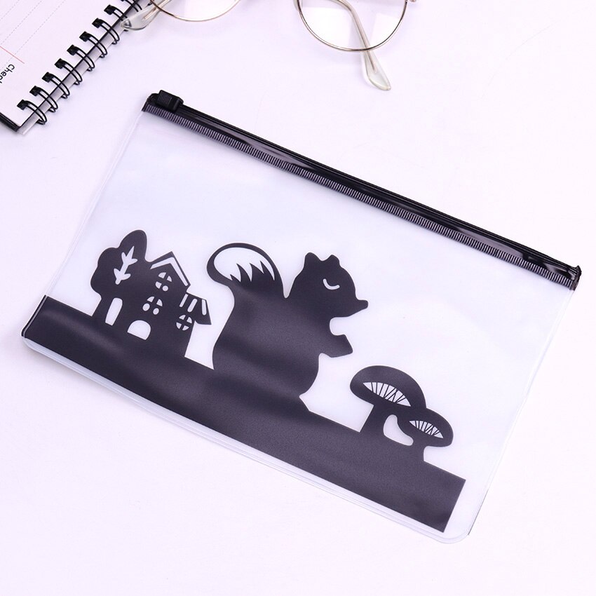 Cartuchera de PVC transparente de animales de dibujos animados material escolar para niños papelería lindo matorral caja de lápices estuche cartuchera: squirrel