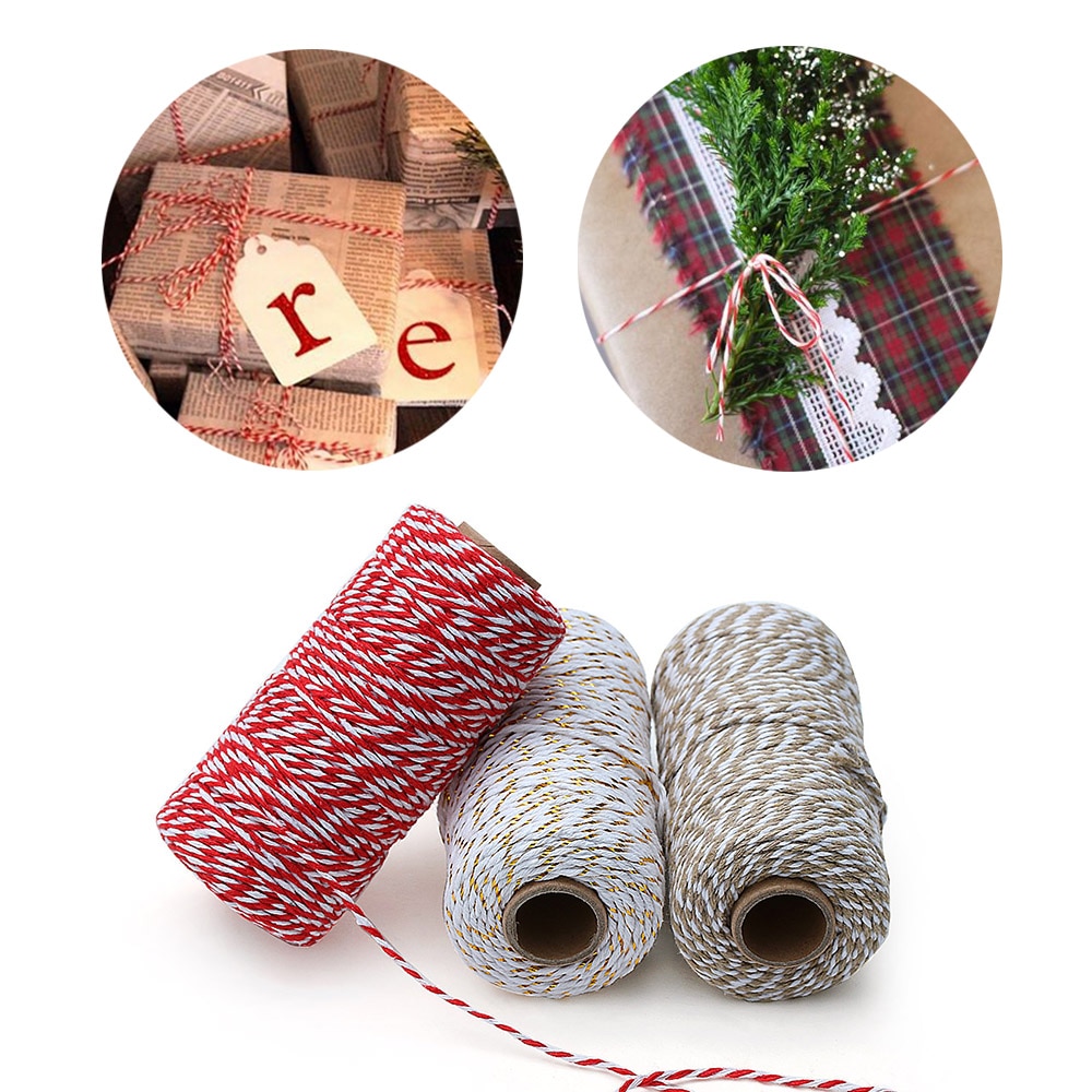 Diy 100M/Roll 2ply Bakers Twine String Katoenen Koorden Touw Voor Home Decor Handgemaakte Kerst Cadeau Verpakking Craft projecten