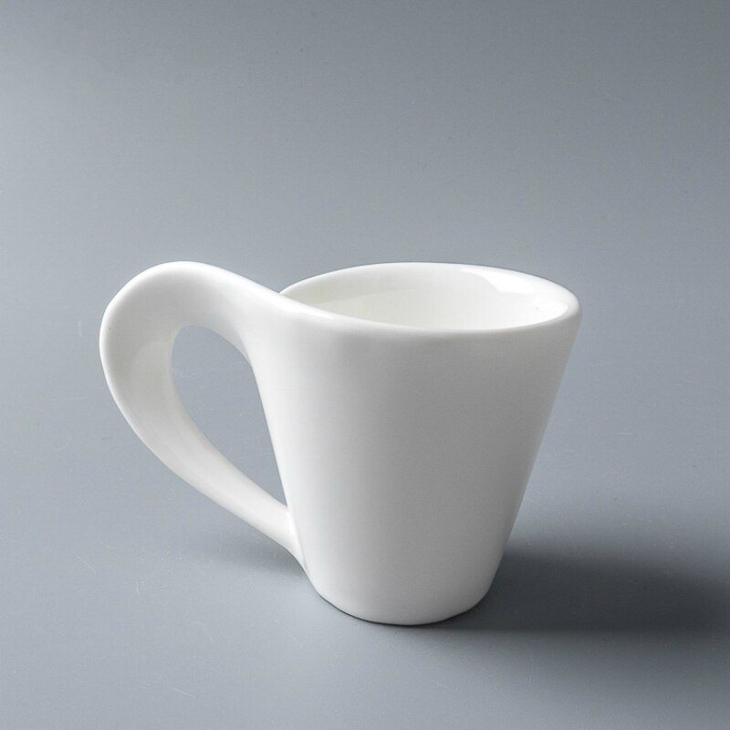 Modern Pure White Cafe Espresso Coffee Cup With Saucer Chinese Porcelain Wave cappuccino Expresso Mug Set Teacup