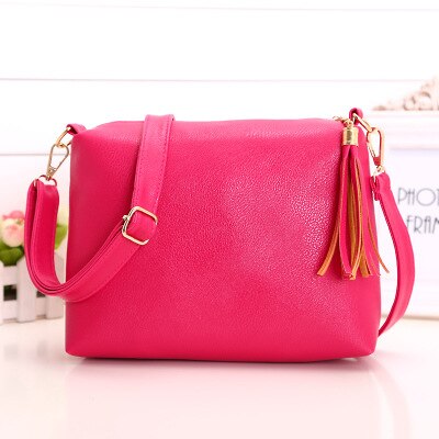 Bokinslon Schoudertassen Voor Vrouwen PU Lederen Vrouw Crossbody Tas Effen Kleur Kleine verse Vrouwen Populaire Tassen: rose Red