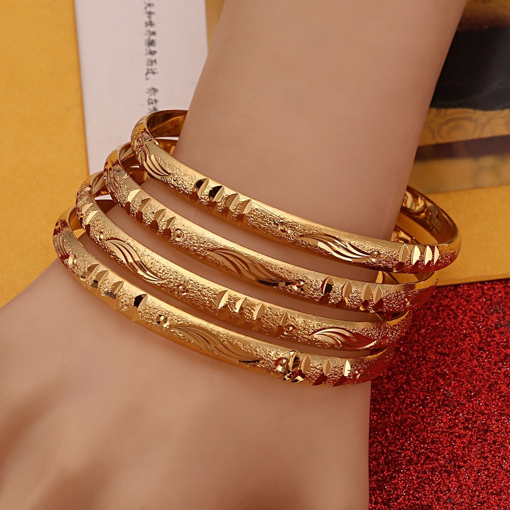 4 stks Punk Stijl Dubai Gouden Sieraden Goud Kleur Armbanden Voor Ethiopische Armbanden Ethiopische Sieraden