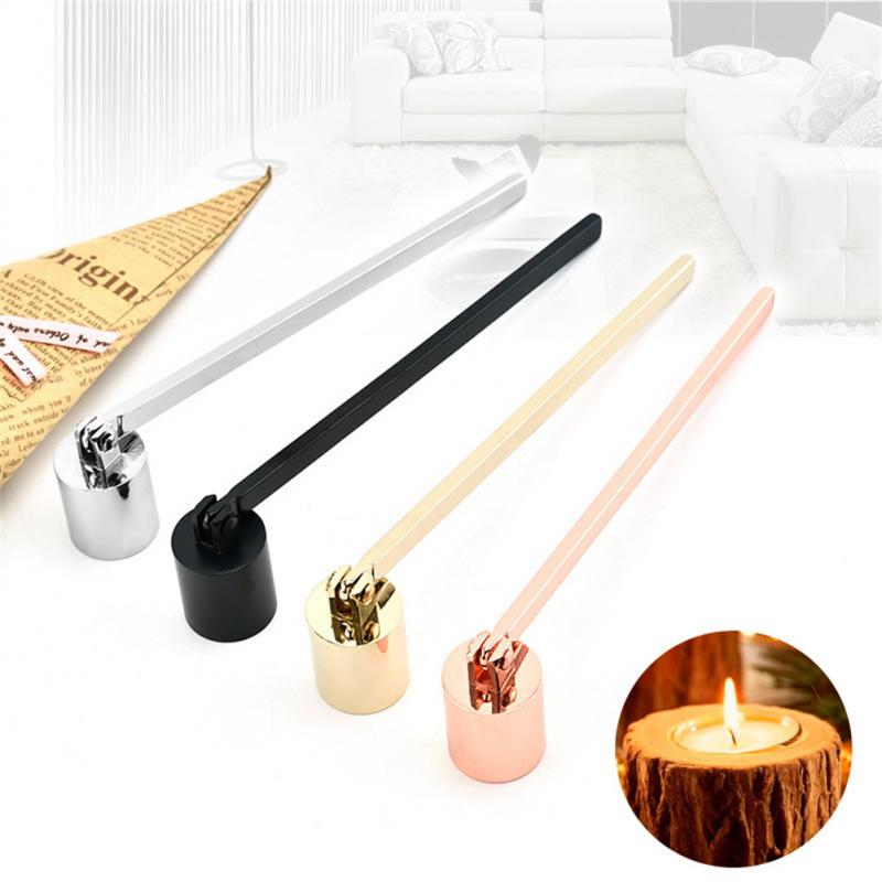 Vela con forma de campana de Metal Vintage, vela aplanada de mango largo, cubierta para banquete, de forma segura para apagar, accesorios para decoración del hogar