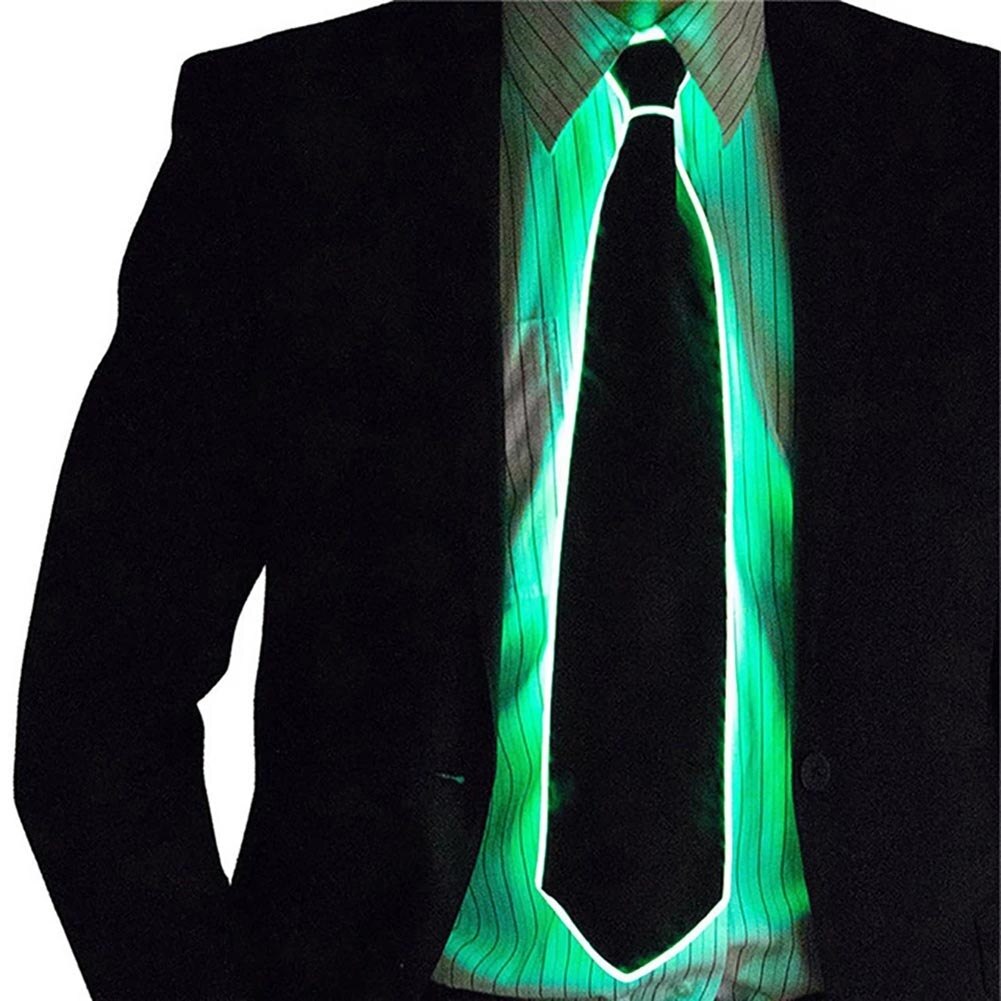 EL Luminous Necktie Glowing Fanny Flashing Ties Novelty Necktie for Men LED Light Up Ties Halloween Party Costume Accessory: Light Green