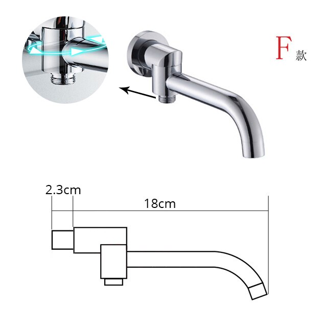 BECOLA – bec de robinet mural en laiton chromé/noir, bec carré et rond, accessoires de robinet de douche cascade: F
