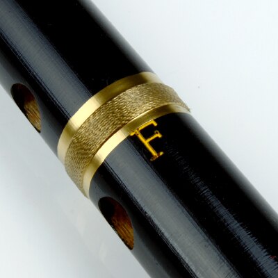 D/e/f/g-tasten schwarze bambusflöte mit doppelten goldlinien musikinstrumente chinesische handgefertigte holzblasinstrumentflöte: F-taste